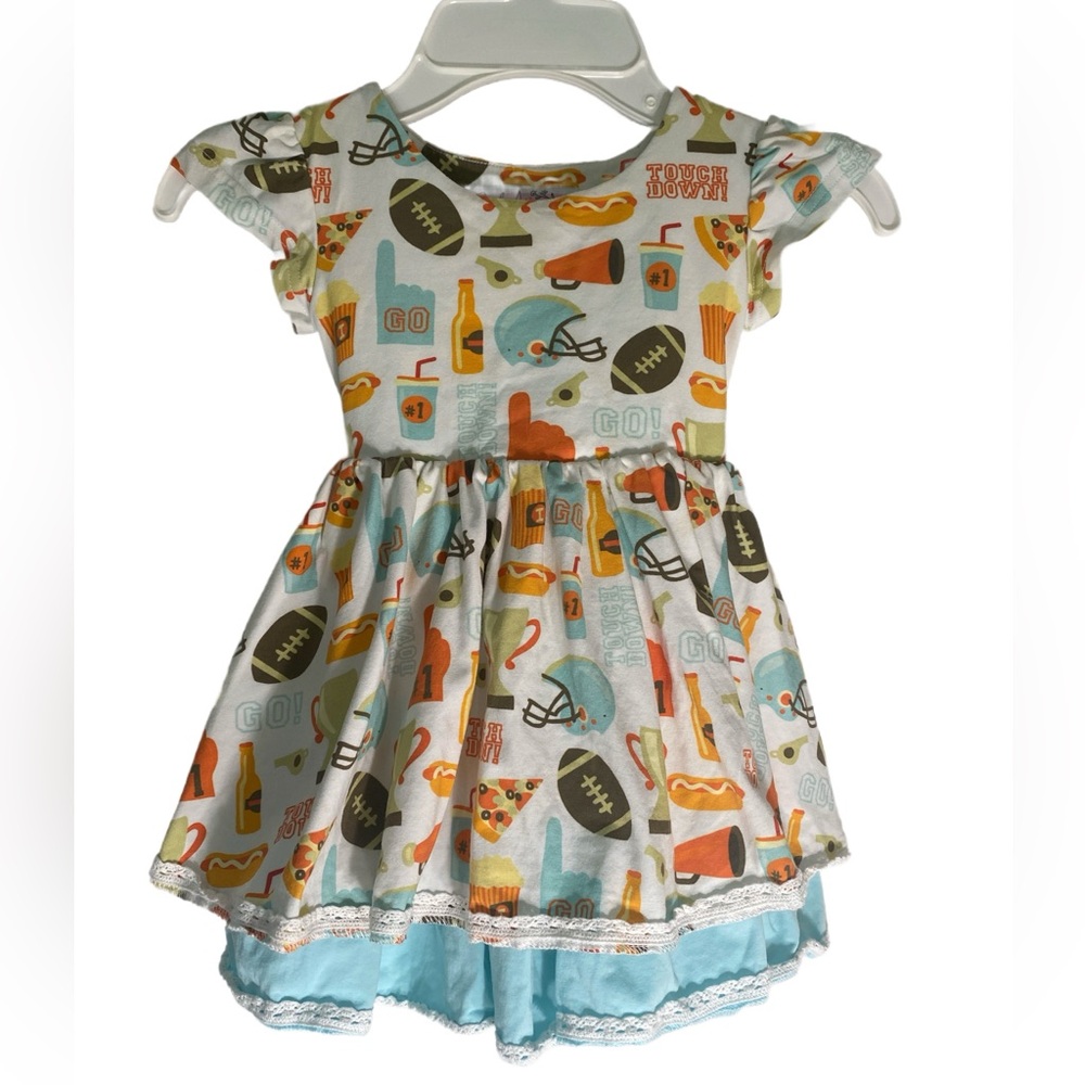 Girl August Boutique Lucy Dress - Football Theme‎ Toddler Girls Sz 3